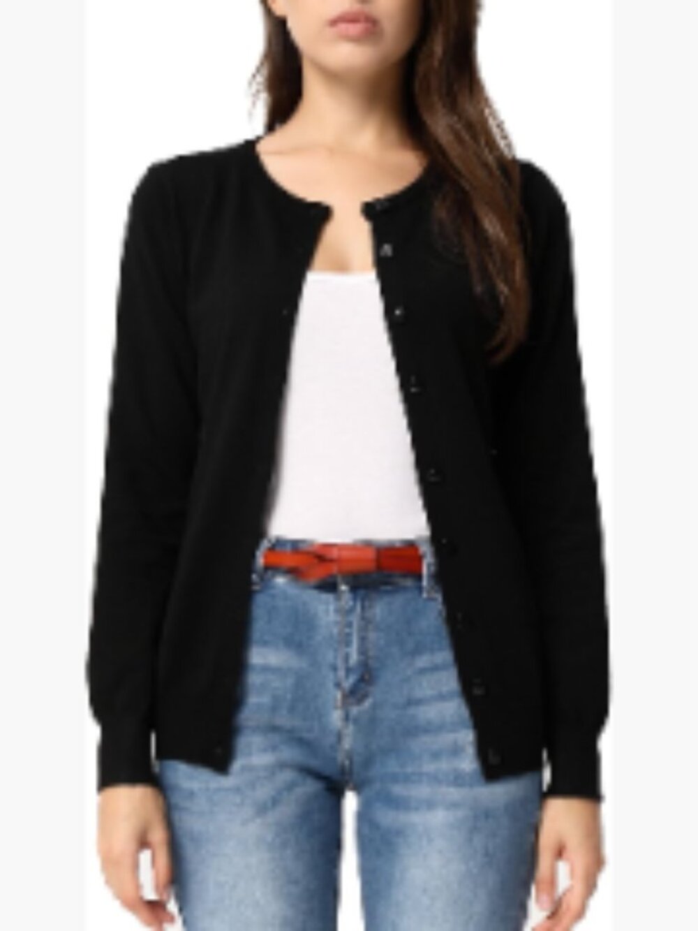 Long Sleeve Button Down Crew Neck Classic Sweater Knit Cardigan